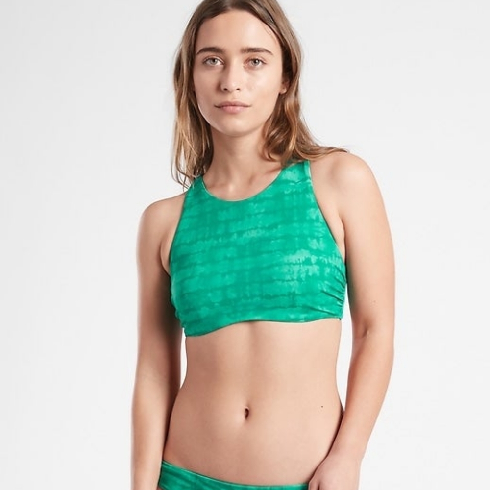 Athleta Maldives Printed Bikini Top Tahiti Aruba Teal 36 D/DD